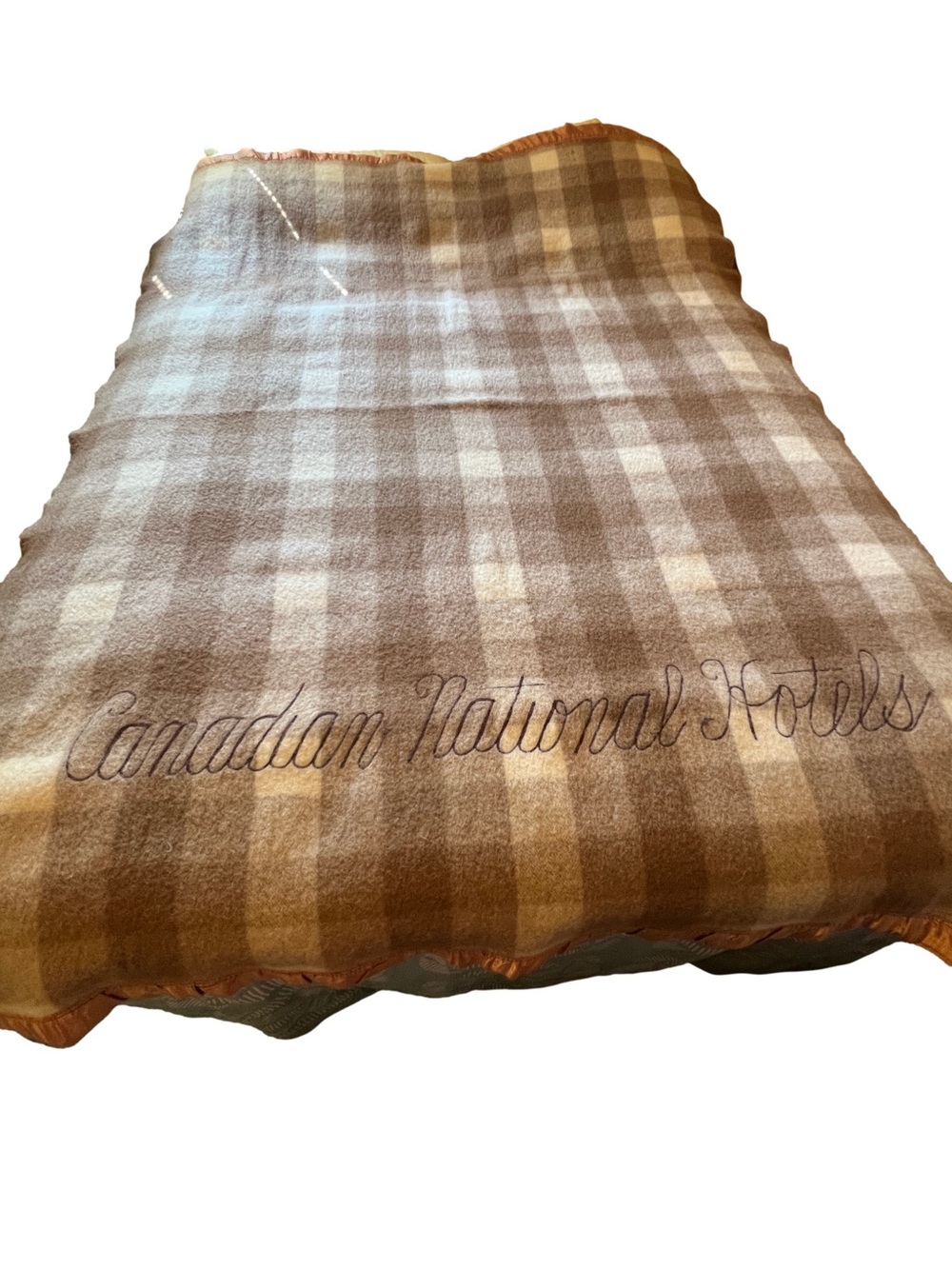 Vintage Canadian National Hotels Wool Blanket